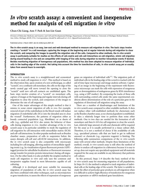 In vitro scratch assay: a convenient and inexpensive method for 